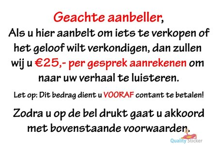 Geachte aanbeller sticker