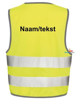 Veiligheidshesje met naam of tekst achterkant