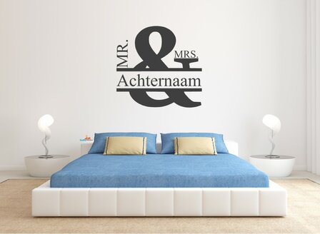 Mr &amp; Mrs achternaam muursticker