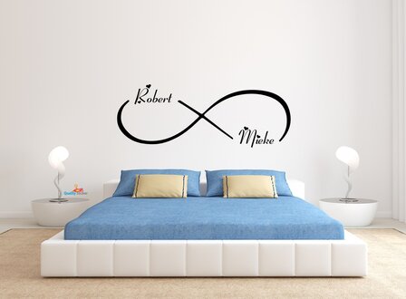 Infinity love met namen muursticker