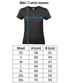 maattabel dames t-shirt