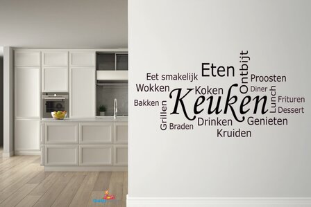 Keuken wordcloud horizontaal muursticker