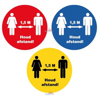 Houd afstand vloerstickers 30 cm