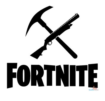 Fortnite logo met hamer en geweer muursticker