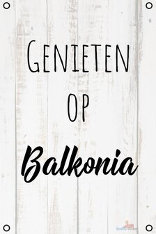 Genieten op Balkonia tuinposter