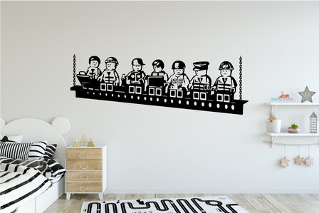 Lunch op een wolkenkrabben bouwblokjes muursticker