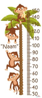 Apen in palmboom groeimeter met naam