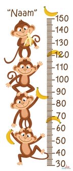 Apen met bananen groeimeter met naam
