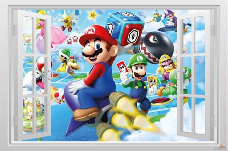 Open raam Mario Party Nintendo muursticker