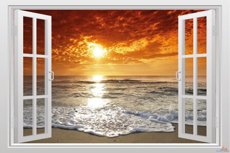 Open raam zonsondergang strand