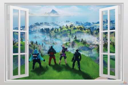 Open raam Fortnite uitzicht (2) muursticker