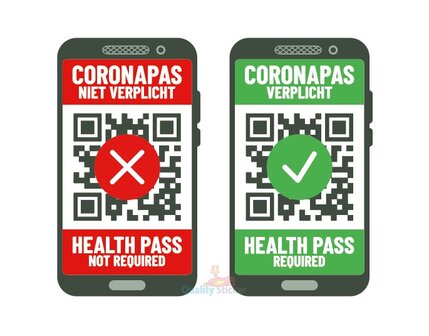 Coronapas (niet) verplicht sticker