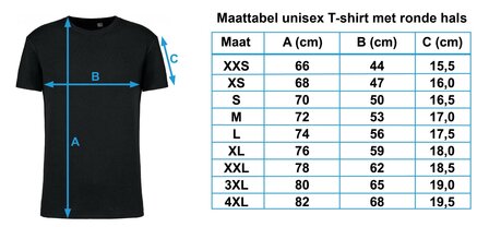 Maattabel T-shirt