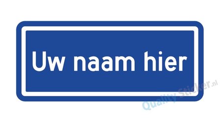 Straatnaambord blauw met naam of tekst - 35x15 cm