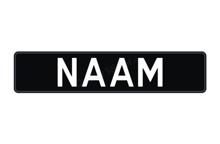 Kentekenplaat zwart met naam