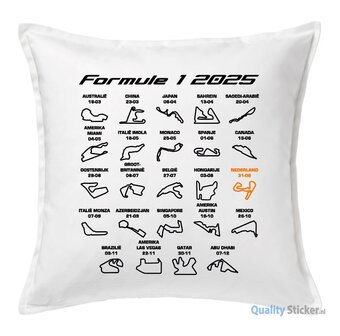 Formule 1 2025 kalender kussen wit