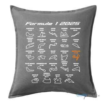 Formule 1 2025 kalender kussen grijs