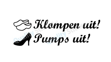 Klopmpen uit! en Pumps uit! stickers set van 2