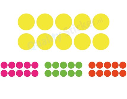 Fluorescerende stippen stickers (set van 10)