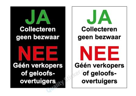 Ja, collecteren geen bezwaar sticker