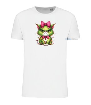 Angry christmas cat T-shirt wit