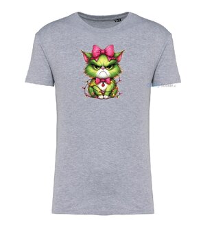 Angry christmas cat T-shirt grijs