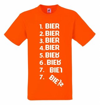 1 bier 2 bier 3 bier T-shirt. Div. kleuren, maat S t/m 5XL