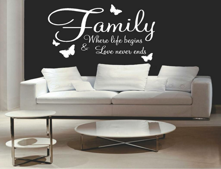 Family where life begins and love never ends (3) muursticker