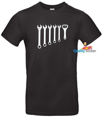 Steeksleutels en flesopener heren t-shirt