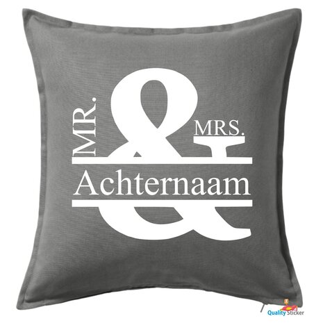 Mr & Mrs kussen met achternaam