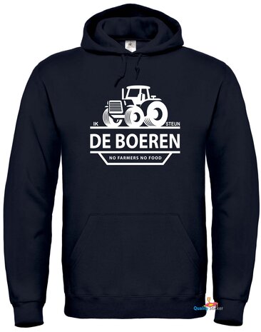 Ik steun de boeren hoodie unisex zwart