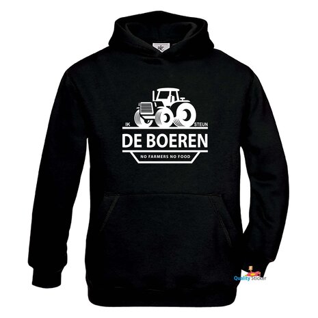 Ik steun de boeren kinderhoodie zwart