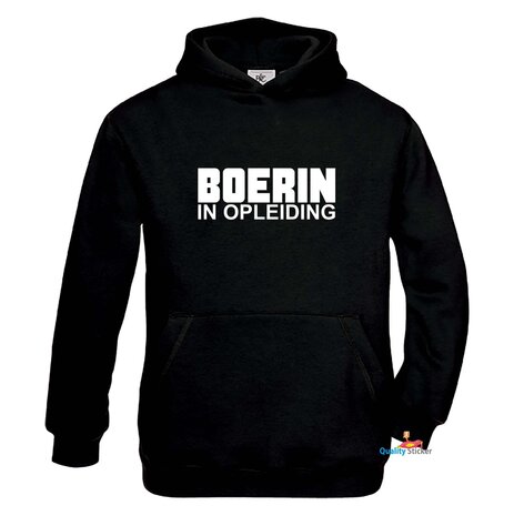 BOERIN in opleiding kinderhoodie zwart