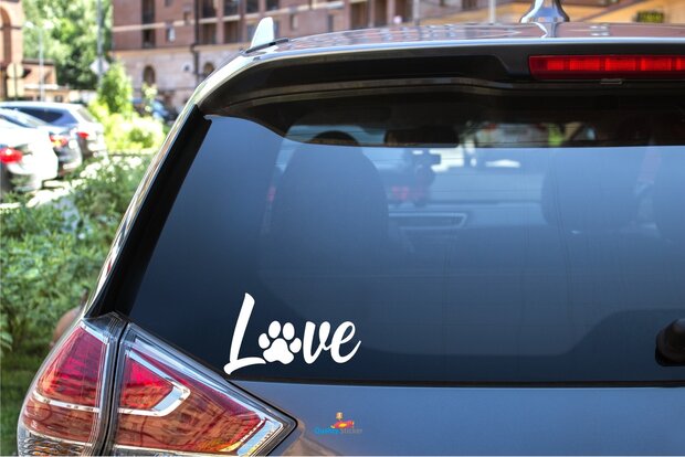 Love hondenpootje autosticker