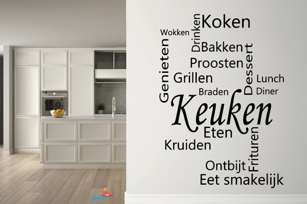 Keuken wordcloud vertikaal muursticker