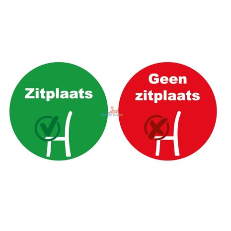 Zitplaats en geen zitplaats stickers 20 cm