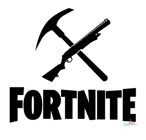 Fortnite logo met hamer en geweer muursticker