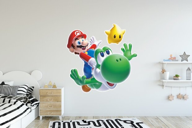 Mario en Yoshi 3D full color muursticker