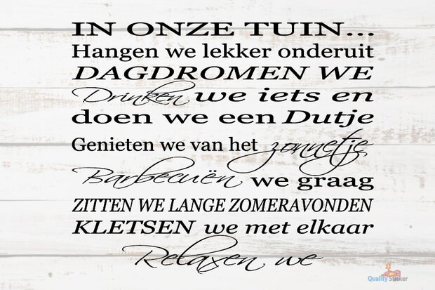 In onze tuin hangen we lekker onderuit tuinposter