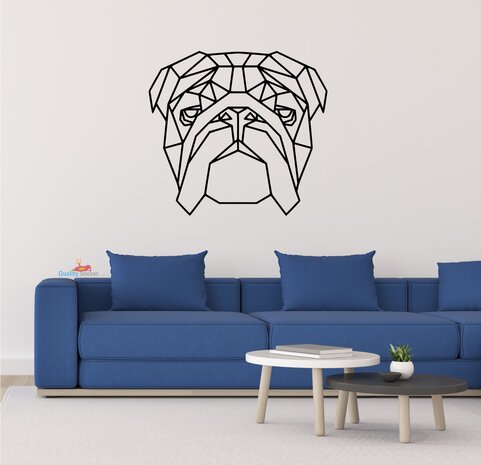 Engelse Bulldog hoofd geometrische muursticker