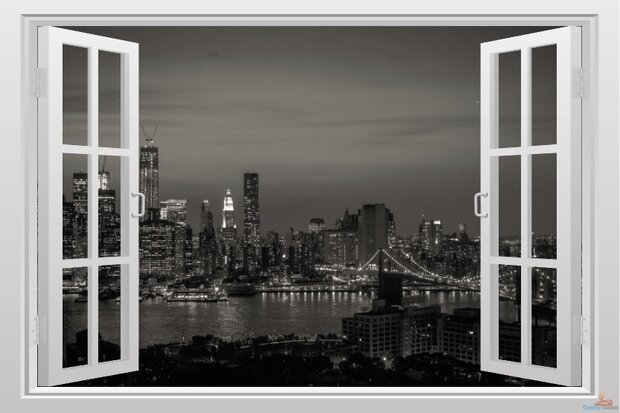 Open raam New York zwart-wit