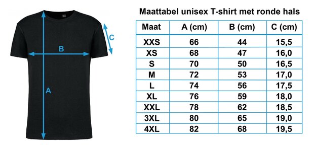Maattabel T-shirt