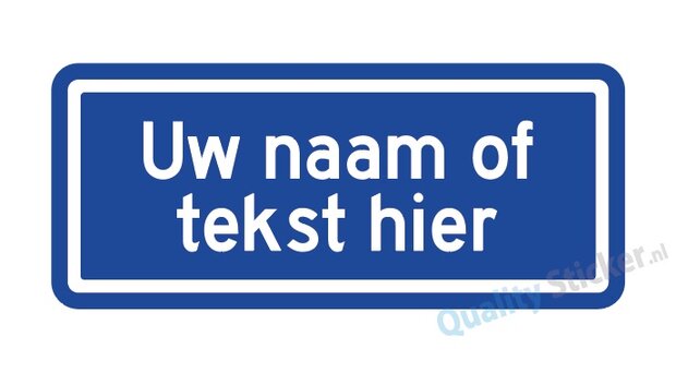 Straatnaambord blauw met naam of tekst - 35x15 cm