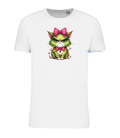 Angry christmas cat T-shirt wit