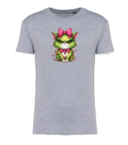 Angry christmas cat T-shirt grijs