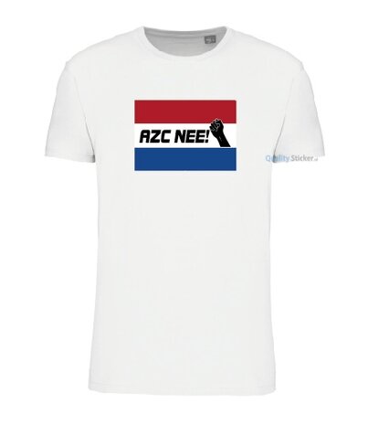 AZC NEE! vlag T-shirt wit