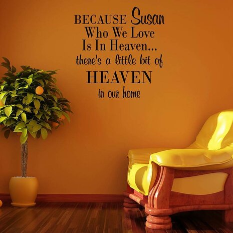 Because 'JOUW NAAM' who we love is in heaven... theres a little bit of heaven in our home. Muursticker