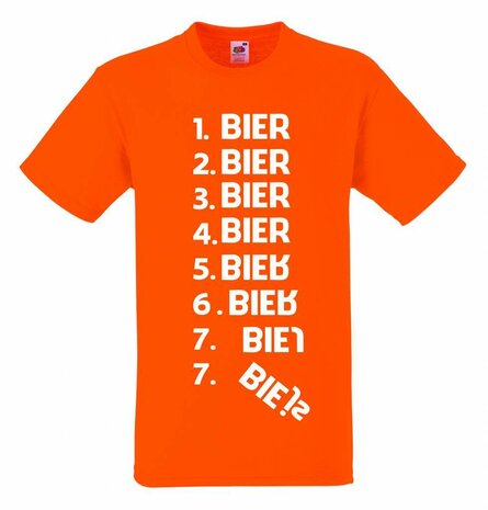 1 bier 2 bier 3 bier T-shirt. Div. kleuren, maat S t/m 5XL