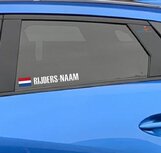 Rijdersnaam met vlag autosticker (set van 2)