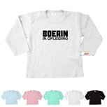 BOERIN in opleiding baby T-shirt in div. kleuren en maat 56 t/m 92 BOERIN in opleiding baby T-shirt in div. kleuren en maat 56 t/m 92